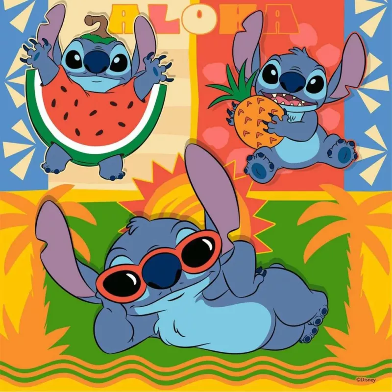 Laste pusle Ravensburger Disney Stitch — 3 x 49 tükki, sobib lastele