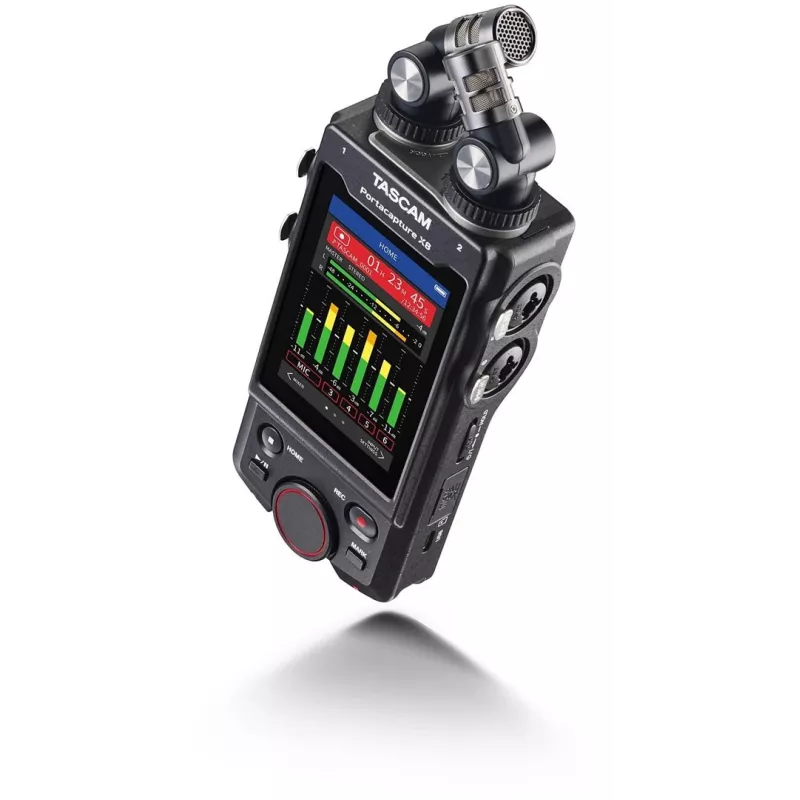 Kaasaskantav mitme rajaga helisalvesti Tascam Portacapture X8 — 6 kanalit, 24/32-bitine, kuni 96 kHz, 4 XLR/TRS kombosisendit, SD-kaart, USB-C, aku või võrgutoide