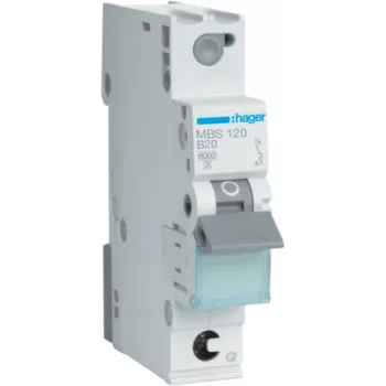 Hager MBS120 - 20 A - B-tüüp - 1 moodul - -25 - 60 °C - -25 - 80 °C - 17,5 mm