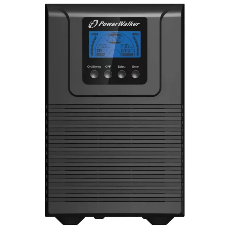 Katkematu toiteallikas PowerWalker VFI 1000 TGB — 1 kVA (900 W), topeltmuundusega võrguühendus, 4× C13 pistikupesa, USB, RS-232, EPO