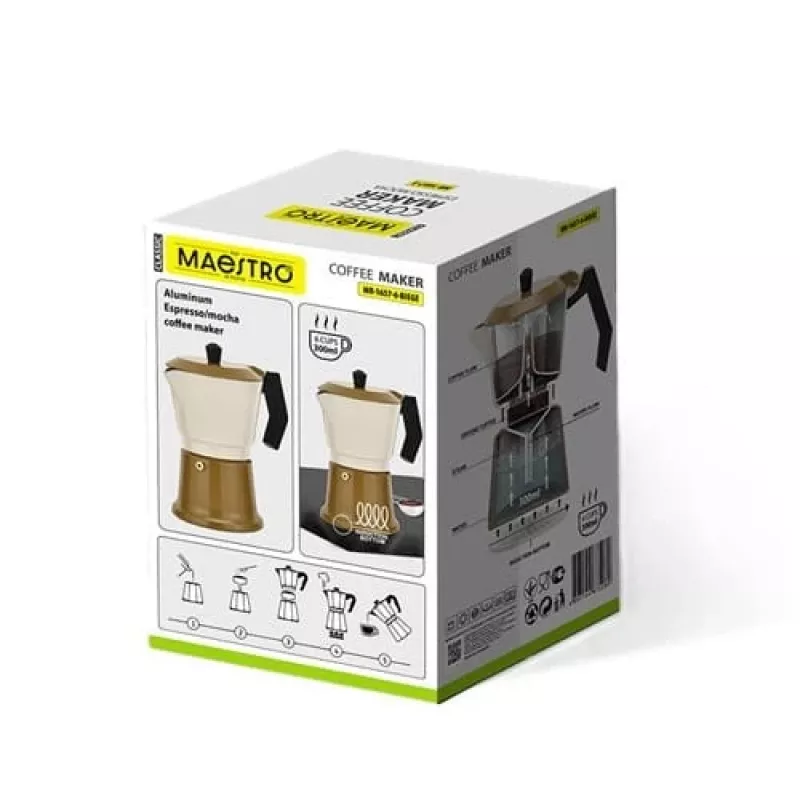 Pliidil kasutatav espressomasin Maestro MR-1657-6-BEIGE alumiinium 6 tassi