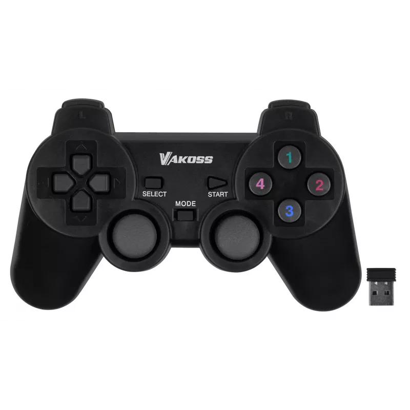 Mängupult VAKOSS GP-3925BK Must juhtmevaba RF analoog/digitaalne PC-le ja PlayStation 3-le, 12 nuppu, 2,4 GHz, nanovastuvõtja