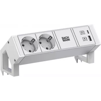 Bachmann DESK2 ALU Valge 937.4022xCEE7/3 1xUSB A/C 22W 0 2m GST18