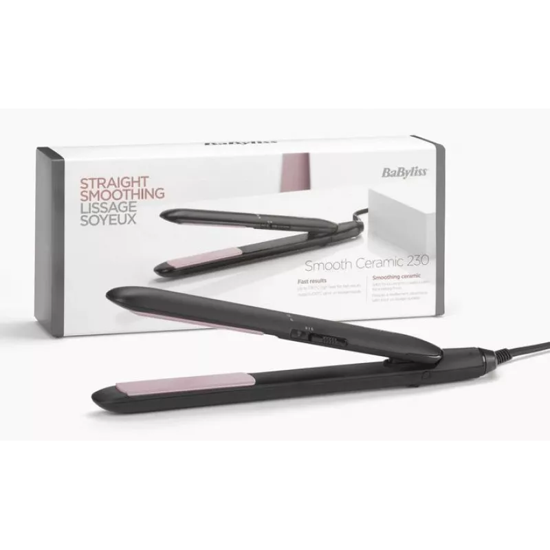 Sirgendusraud BaByliss CERAMIC 230 — Keraamilised plaadid, 2 kuumusastet, 1,8 m juhe, Must