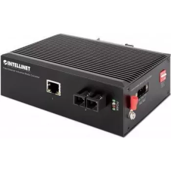 Intellinet Industrial Fast Ethernet Meediumimuundur, 100Base-TX 100Base-FX (SC) Single-mode, 20 km, IP40 kaitsega metallkorpus, DIN-liistule paigaldatav