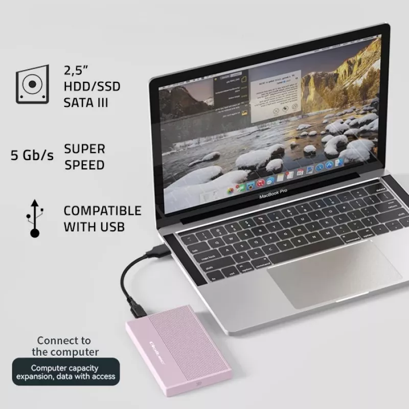 Korpus 2,5-tollisele SSD/HDD kettale, SATA, USB 3.0, 2 TB