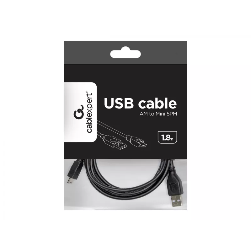 Gembird 1,8 m USB 2.0 A/mini-USB M USB-kaabel USB A Mini-USB B Must