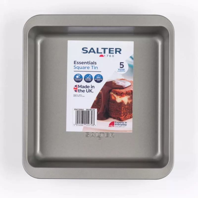 Küpsetusvorm Salter BW13664 26 cm ruudukujuline mittenakkuva kattega
