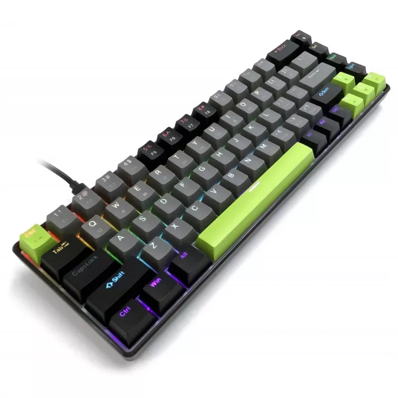 Mehaaniline klaviatuur MEDIA-TECH MT1260 Red Core MX60, 60% vormitegur, CHERRY MX Red lülitid, RGB taustvalgustus, USB, roheline