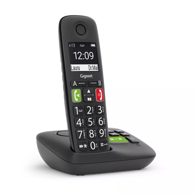 Gigaset E290A analoog-/DECT-telefon helistaja ID-ga must