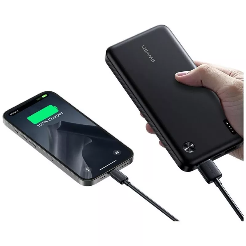 Akupank usams PB83 10000 mAh PD 2×USB-A USB-C valge