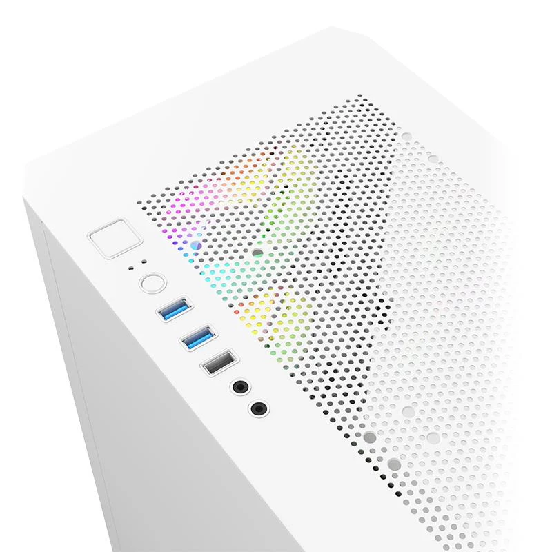 Montech AIR 100 ARGB MICRO-ATX korpus nelja eelpaigaldatud ARGB ventilaatoriga, üliminimalistlik disain, peen võrgust esipaneel, kõrge õhuvool, unikaalne külg