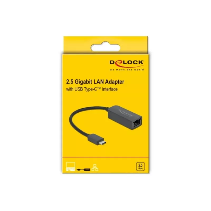 Adapter USB USB-C isane 2,5 Gigabit LAN kompaktne DeLOCK 66645