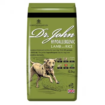 Kuiv koeratoit Dr. John Hypoallergenic Lamb with Rice 12,5 kg – täiskasvanud, valk 21%, rasv 10,5%