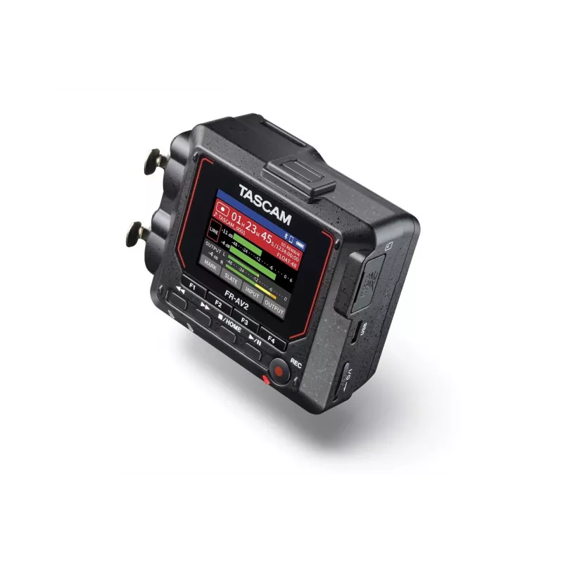 Kaasaskantav helisalvesti Tascam FR2-AV — 2 raja, 2 XLR kombosisendit, USB-C liides, 48–192 kHz, 24/32-bitine, microSD kuni 512 GB