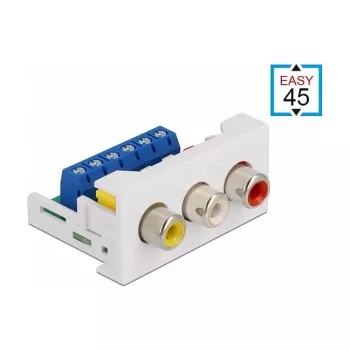 RCA-moodul DeLOCK Easy 45 3 x RCA emane port 22,5 x 45 mm