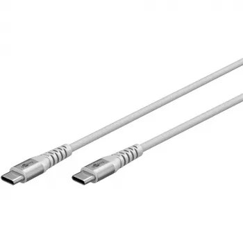 Ülimalt pehme USB 2.0 punutud kaabel, USB-C pistik > USB-C pistik (valge, 1 meeter)