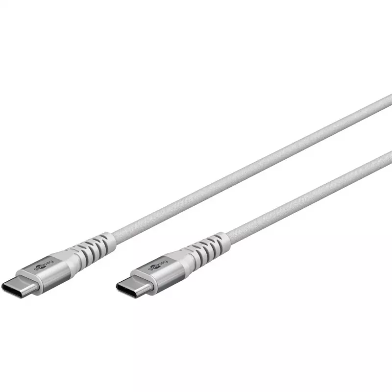 Ülimalt pehme USB 2.0 punutud kaabel, USB-C pistik > USB-C pistik (valge, 1 meeter)