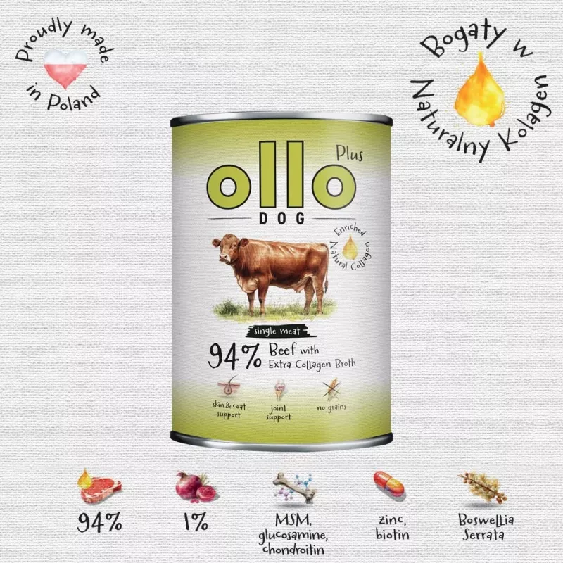 Ollo Plus Kolagen Beef 400 g koerakonserv