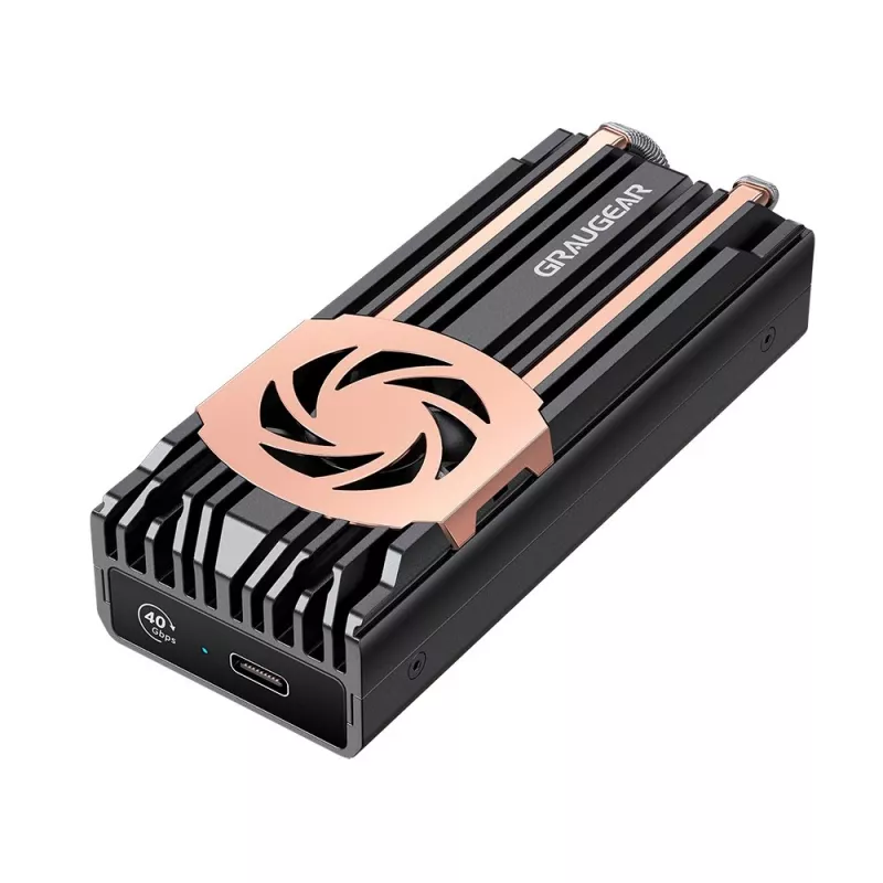 SSD korpus GrauGear G-M2U4-40G-F — M.2, 1 draiv, USB4 Gen4, 40 Gbit/s, alumiinium, must