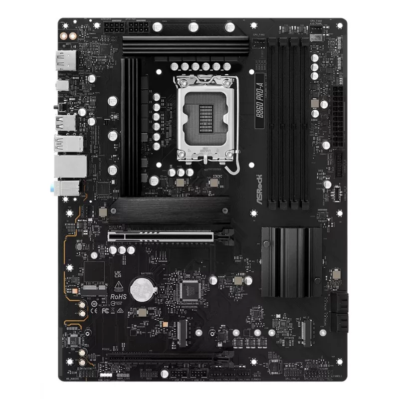 Emaplaat ASRock B860 Pro-A — Intel B860 ATX, LGA 1851, DDR5, 4x DIMM, 256GB, 2.5Gb LAN, 1x M.2, 4x SATA III