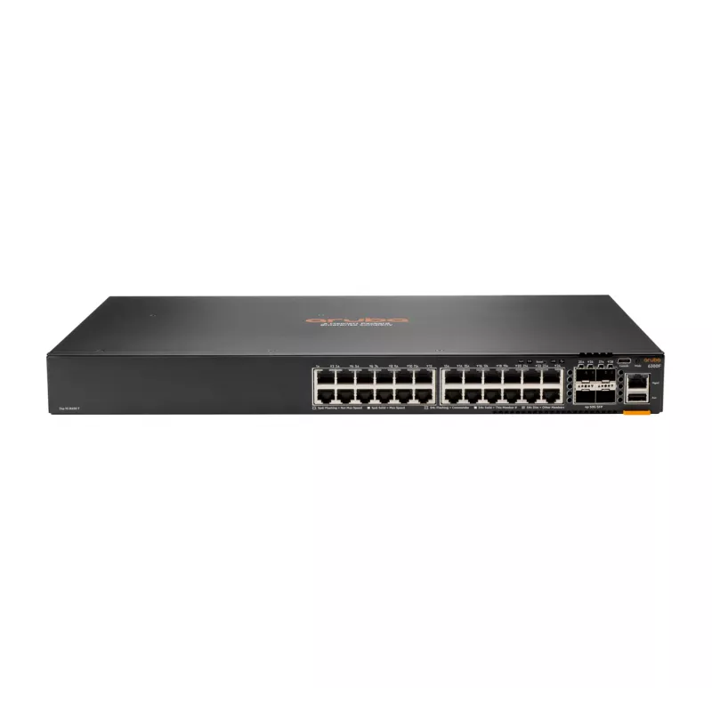 HPE - Aruba seeria - Aruba 6300F - kommutaator - L3 - hallatav - 24 x 10/100/1000 + 4 x 1 Gigabit / 10 Gigabit / 25 Gigabit / 50 Gigabit SFP56 (üleslink / virnastamine) ees ja küljel taga