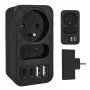 Toitejaotur MACLEAN MCE249 F/B — 2 vahelduvvoolupesa (16A + 6A) koos 2×USB-A ja 2×USB-C PD 20W, EL-pistik, must