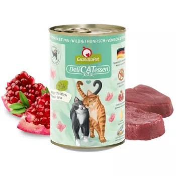 Märg kassitoit Fox4Pets Granatapet DeliCATessen Venison & Tuna 400 g, täisväärtuslik täiskasvanud kasside toit, 78% niiskust