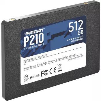 2,5-tolline SATA III SSD PATRIOT P210 512 GB — 500 MB/s lugemine, 400 MB/s kirjutamine