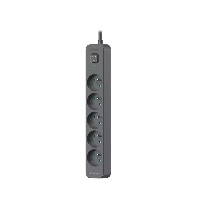 Power Line+ 3m Graphite piksekaitsmega toiteplokk (5 pistikupesa)