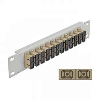 Kiudoptiline patch-paneel DeLOCK 10 tolli 12 pordi SC Dupleks Beež 1U Hall