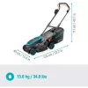 Aku-muruniiduk PowerMax 37/36V P4A kasutusvalmis komplekt, 36 V (2x18 V) (must/hall, 2x Li-Ion aku 4,0 Ah, POWER FOR ALL ALLIANCE)