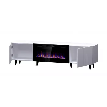 TV-kapp Cama Meble PAFOS EF elektrikaminaga 180×42×49 cm, valge matt