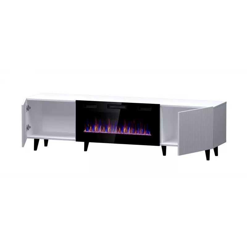 TV-kapp Cama Meble PAFOS EF elektrikaminaga 180×42×49 cm, valge matt