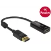 DeLOCK - video-/helikaablite adapter - DisplayPort / HDMI - DisplayPort (M) - HDMI, 19-kontaktiline (W) - 20 cm - (DisplayPort 1.2) - must (62609)
