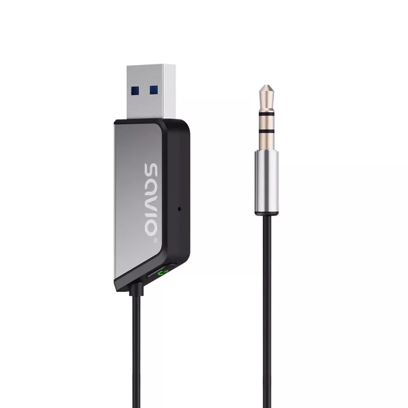 Savio TR-16 saatja AUX-adapter käed-vabad funktsiooniga, Bluetooth 5.3, Google Assistant/Siri