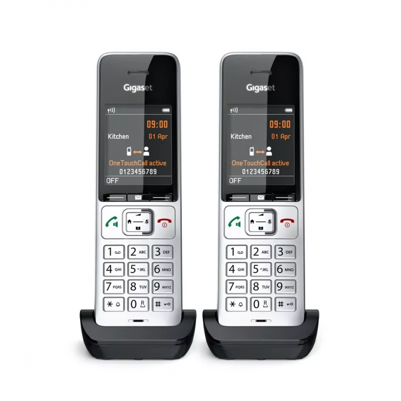 Gigaset COMFORT 500HX duo Analoog/DECT telefon Kõne tuvastus Must, Hõbedane
