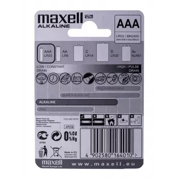 Maxell Battery Alkaline LR-03 AAA 4-pack ühekordne patarei