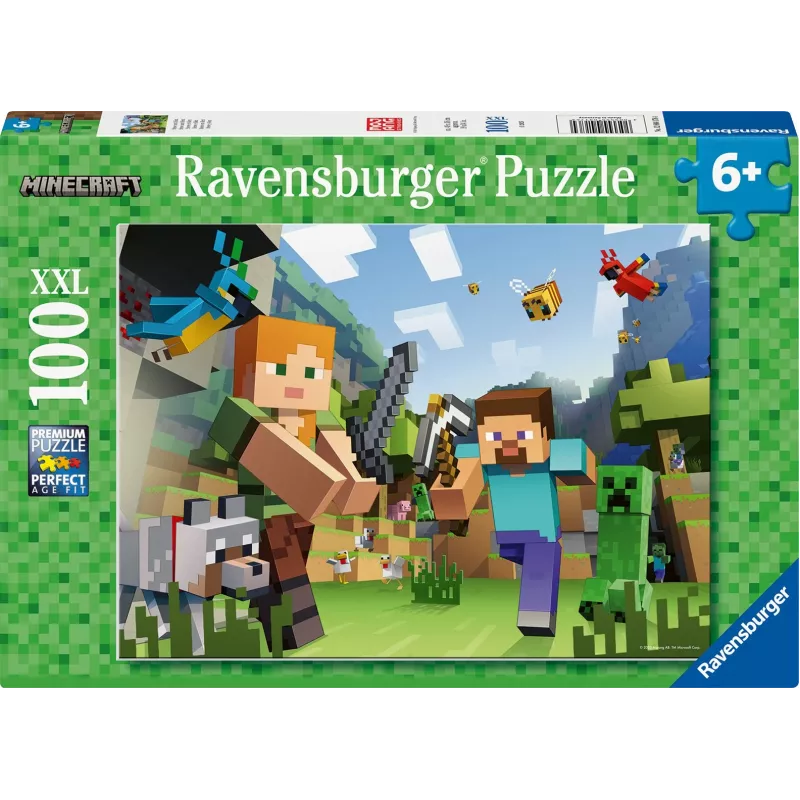 Pusle Ravensburger Puzzle XXL 100 tk Minecraft – suuremõõtmelised tükid lastele ja fännidele