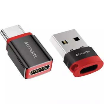 Liidese adapter 4smarts 541615 — USB Type-A (host) USB USB-C (väljund), must, sirge isane-emane, pakendis 2 tk