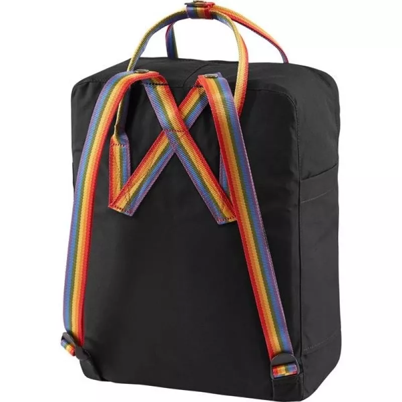 Seljakott Fjällräven Kånken Rainbow — Vinylon, 380×270×130 mm, must/mitmevärviline