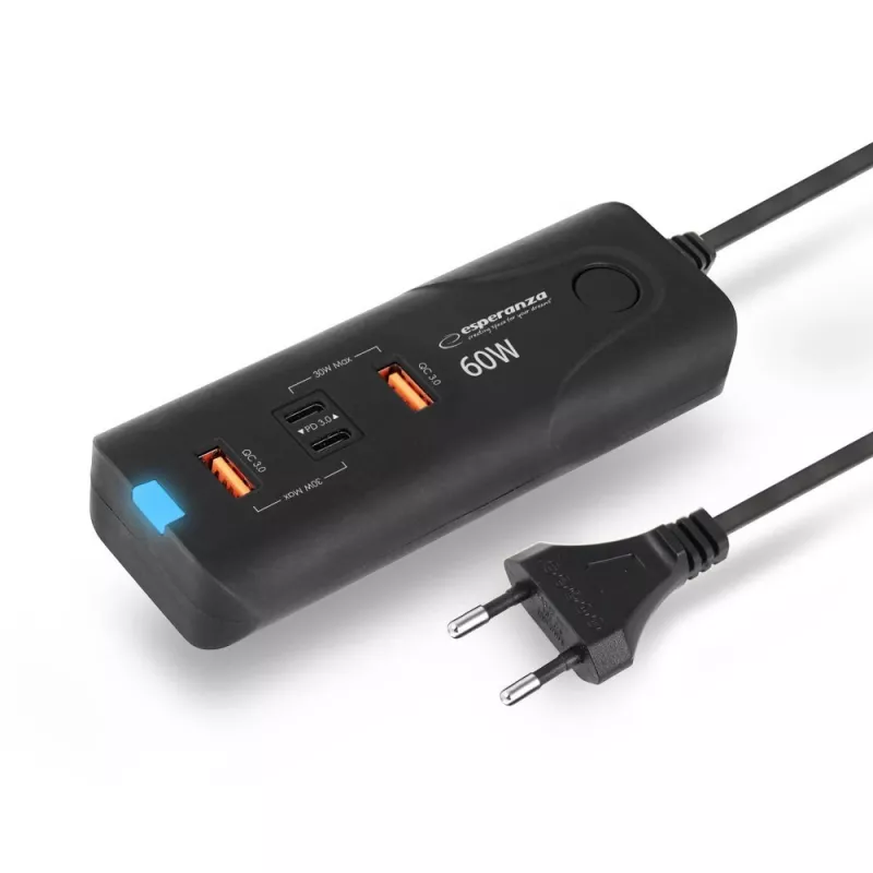 Esperanza EZC109 mobiilseadme laadija Universaalne Must AC Kiirlaadimine Siseruumides