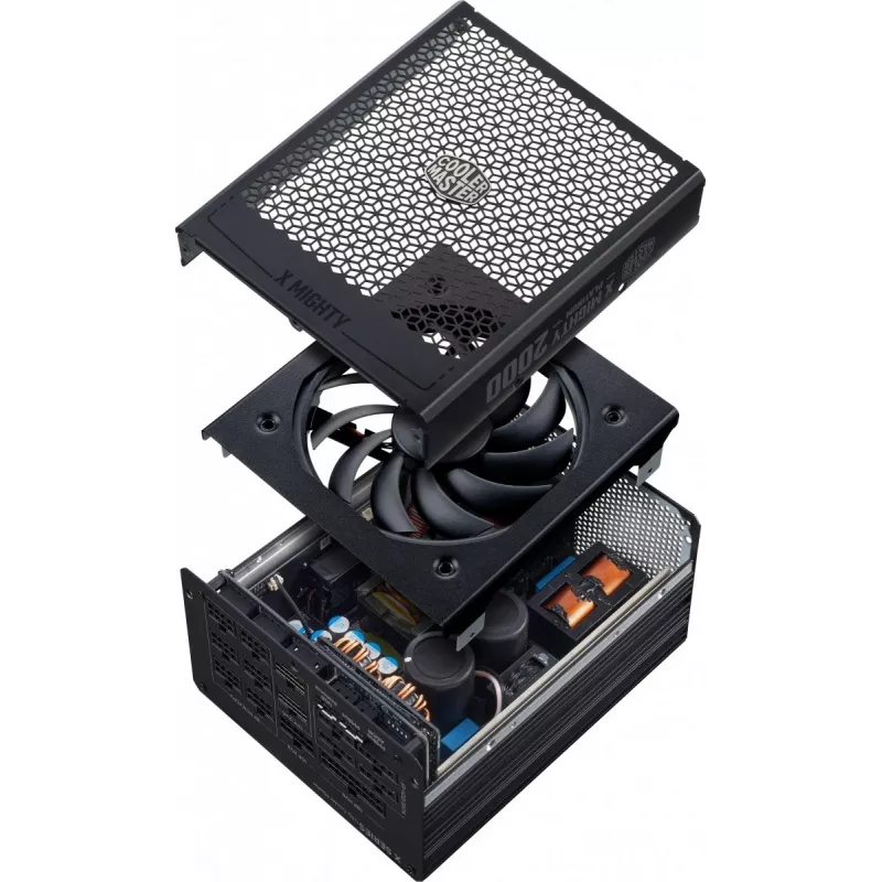 Toiteplokk Cooler Master X Mighty Platinum 2000W 230V, ATX 24-kontaktiline, 80 PLUS Platinum, must, 12 cm ventilaator
