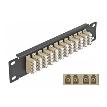 Fiiberoptiline patch-paneel DeLOCK 10 tolli 12 porti LC Quad beež 1U must