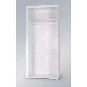 Garderoobikapp cama meble SAMBA valge/valge läige, 900×550×2030 mm, 1 riiul
