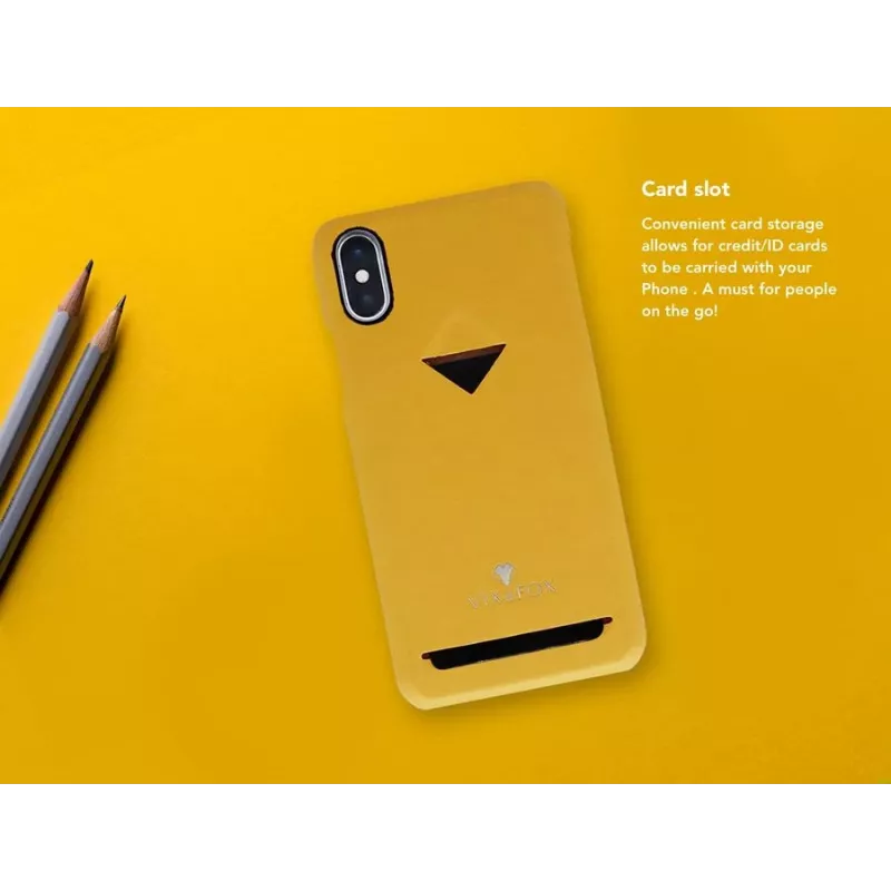 Telefoni tagakaas VixFox iPhone X/XS-le, sinepikollane, kaardipesaga tagakest