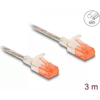 DeLOCK võrgukaabel RJ45 Cat.6A U/UTP õhuke 3m läbipaistev