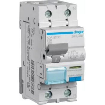 Hager RCBO lüliti 1P+N 10kA B-20A 30mA ADA520D (ADA520D)
