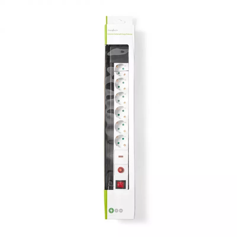 Nedis EXS630SPF1PRO toitepikendus 3 m 6 vahelduvvoolu pistikupesa Siseruumides Must, Valge
