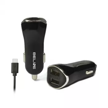Auto laadija 2xUSB + USB-C 2,1A must